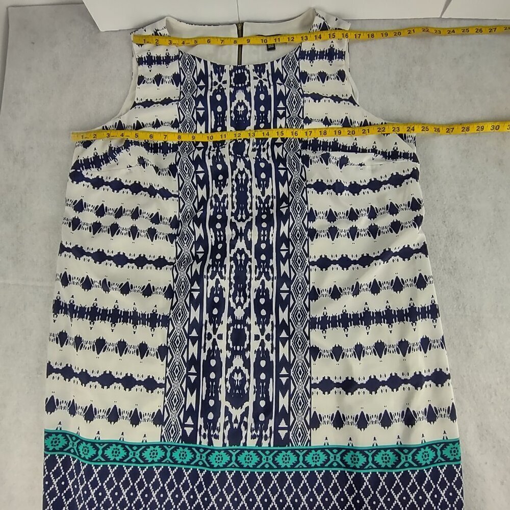 Madison Leigh Womens Blue Ivory Green Lined, Back Zip Dress Size 20W - Picture 8 of 11